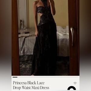 12th tribe black lace drop waist maxi dress